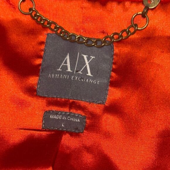 🔥 Armani Exchange AX women’s vintage orange velvet 2 button blazer size large - Picture 7 of 8